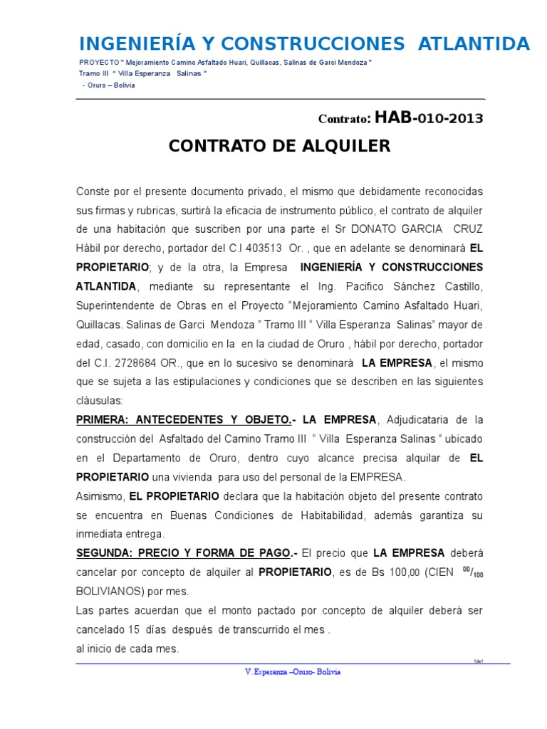 Modelo De Contrato De Alquiler Gobierno Política Prueba Gratuita Free