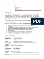 Sample CV For Fresher