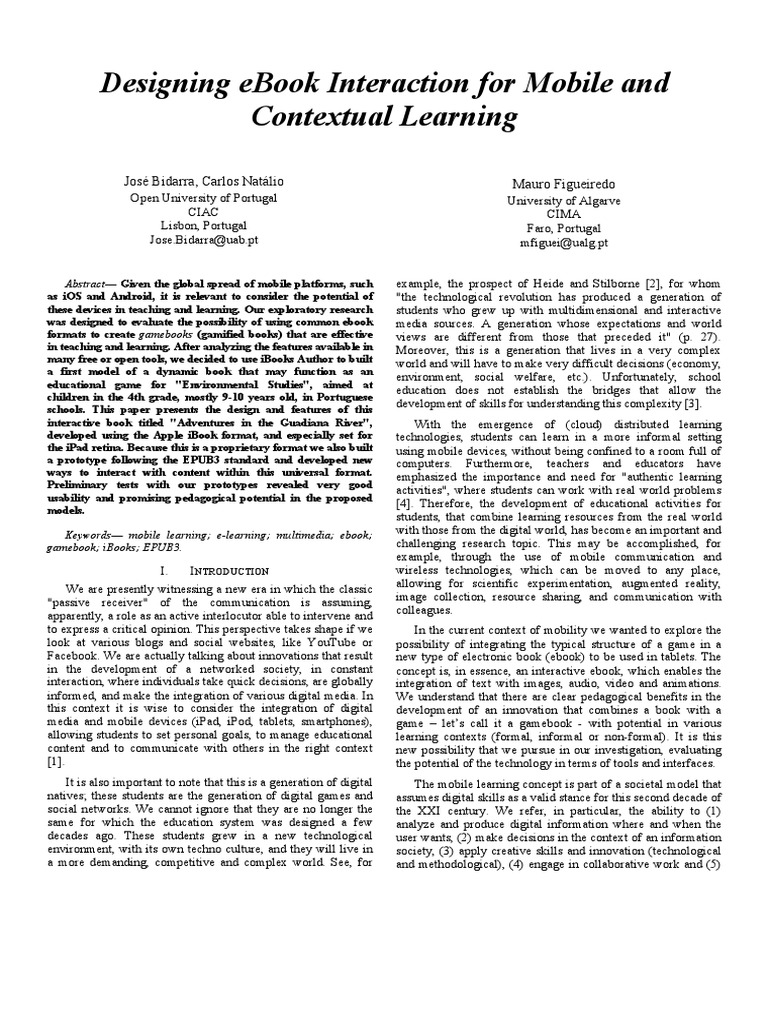 Designing Ebook Interaction For Mobile and Contextual Learning | PDF ...