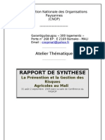 Atelier thématique sur la prévention et la gestion des risques agricoles - Rapport de Synthèse (SALL) 2