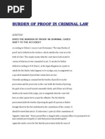 Burden of Proof in Criminal Law