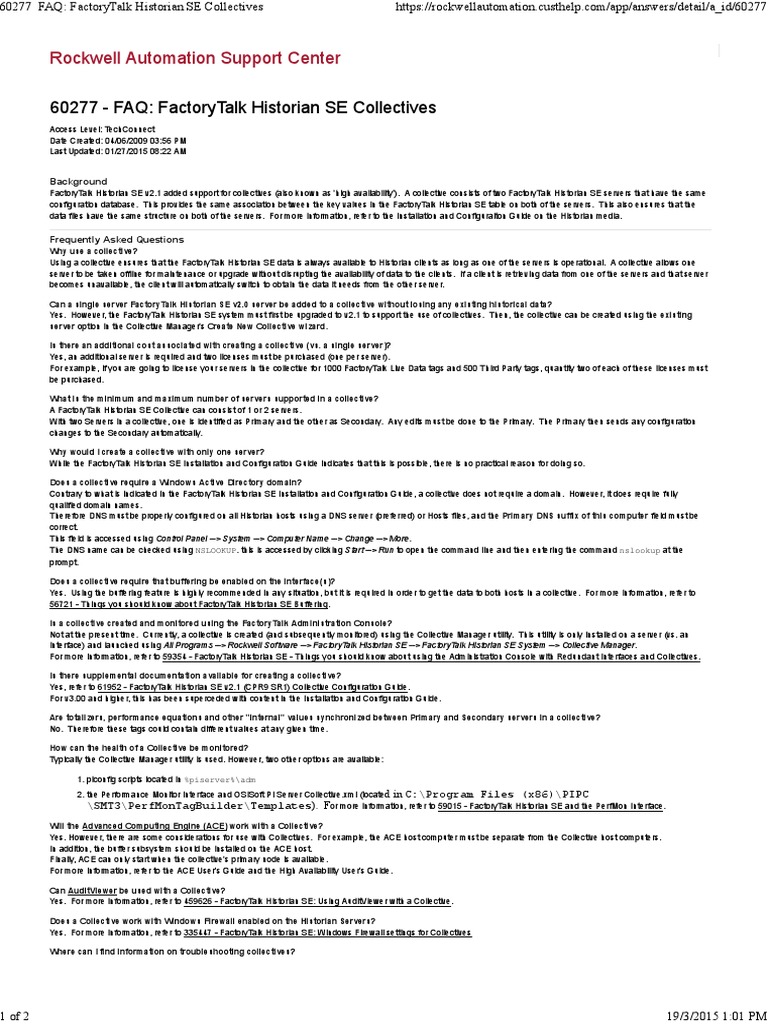 FactoryTalk Historian SE Collectives FAQ | PDF | Domain Name System ...