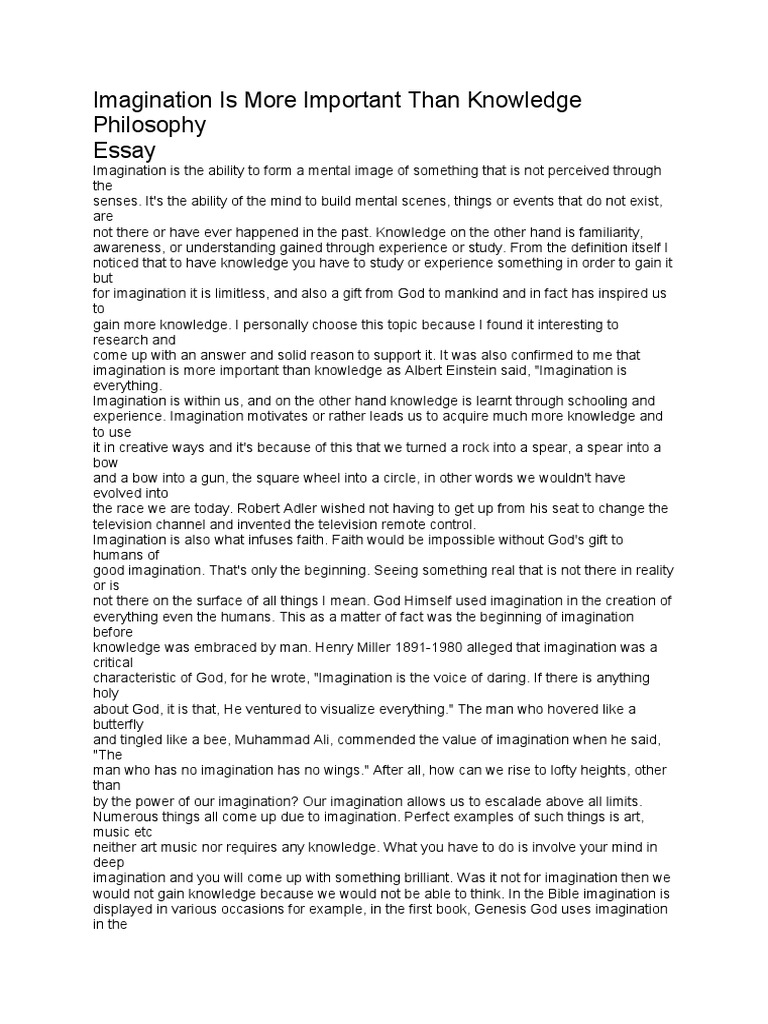 Imagination is more important than knowledge philosophy essay picture