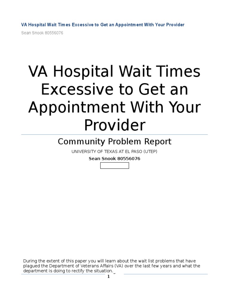 VA Hospital Appointment Wait Times Issues | PDF | United States ...