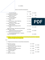 Journal Entries and T-Accounts for Manufacturing Cost Flow