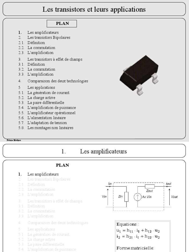 Les Transistors PDF Amplificateur électronique Transistor bipolaire