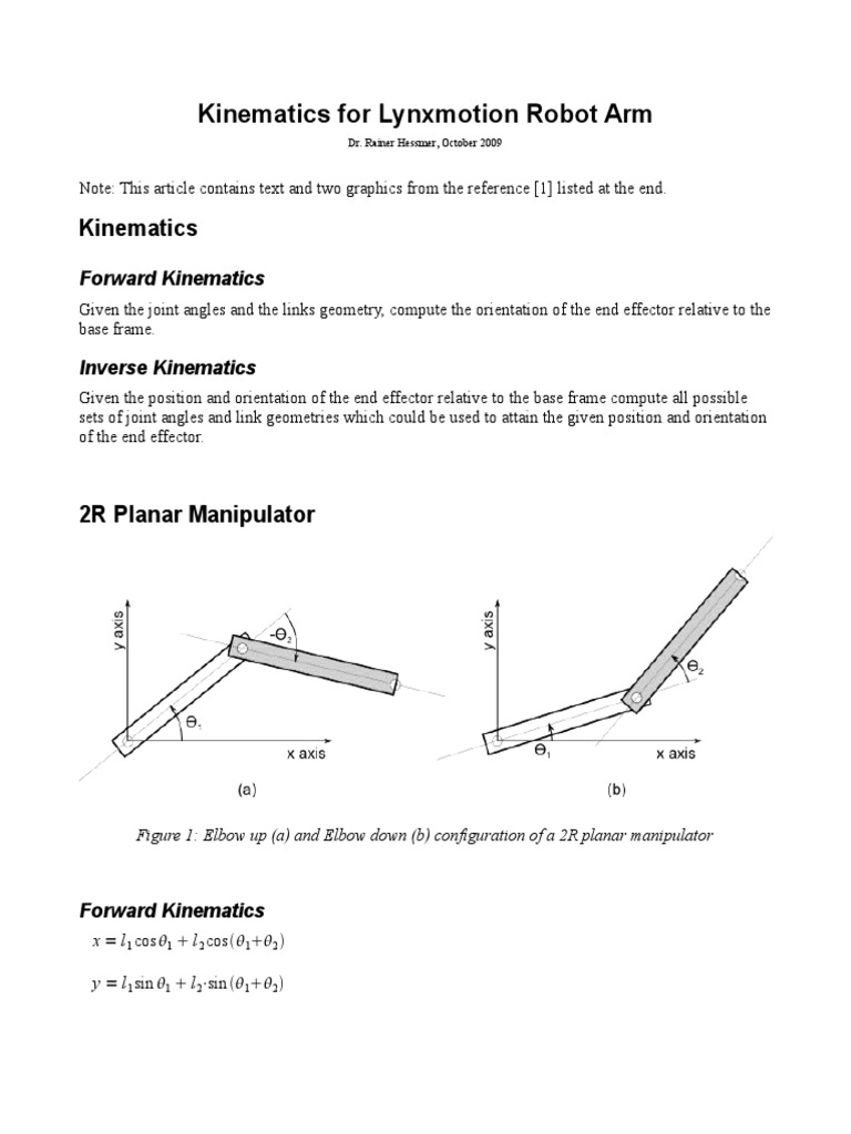Inverse Kinematics for Lynxmotion Arm | PDF | Trigonometric Functions ...