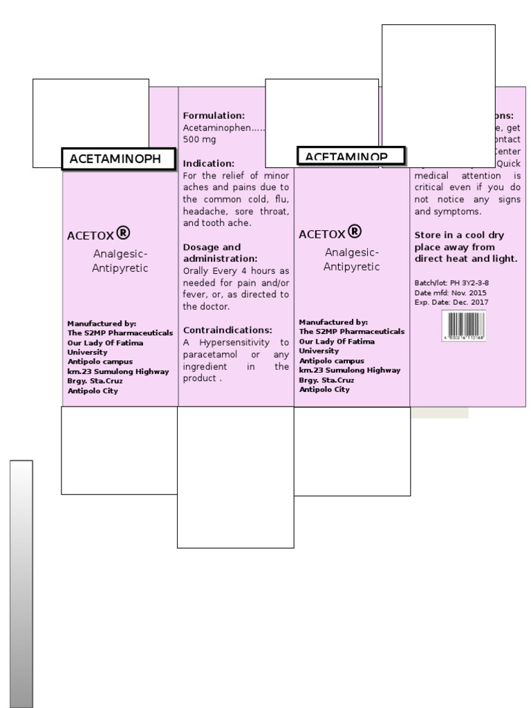 Acetaminoph Acetaminop: Acetox Acetox | PDF | Wellness | Science ...