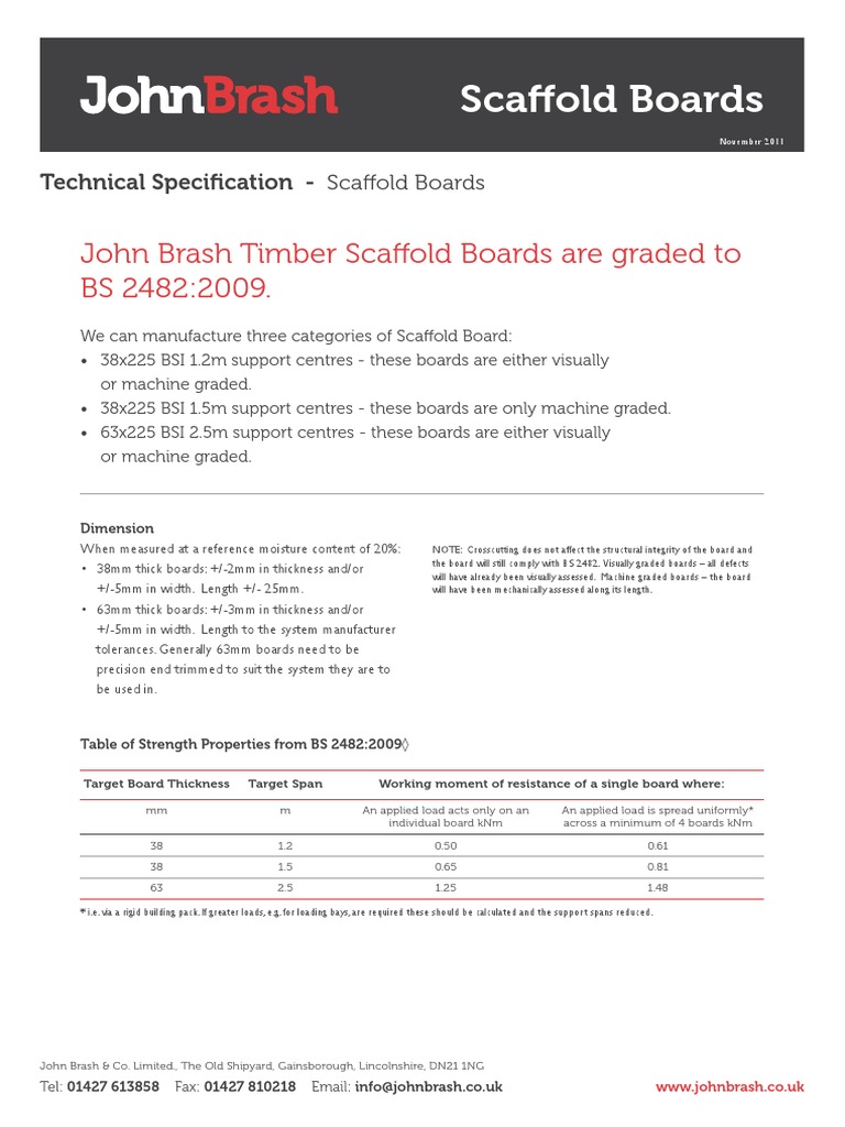 Scaffold Board Specifications BS 2482:2009 | PDF
