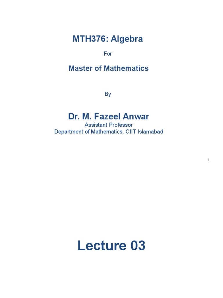 Algebra for Math Masters | PDF | Computers