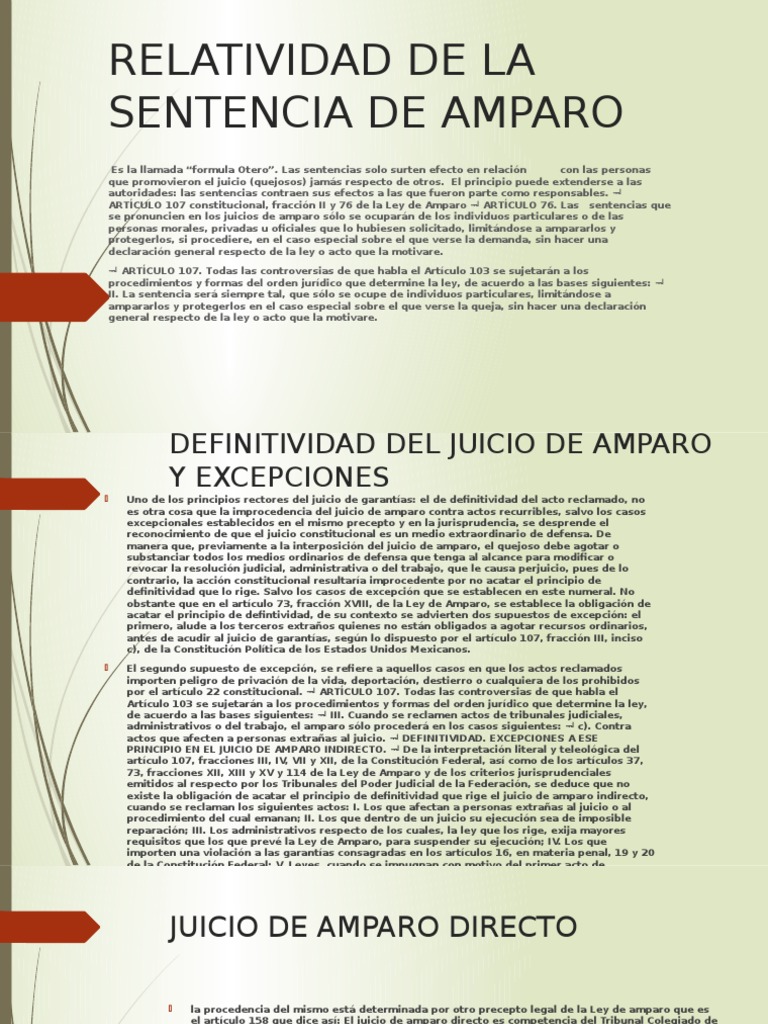 Relatividad de la Sentencia de Amparo | PDF | Constitución | Principios ...
