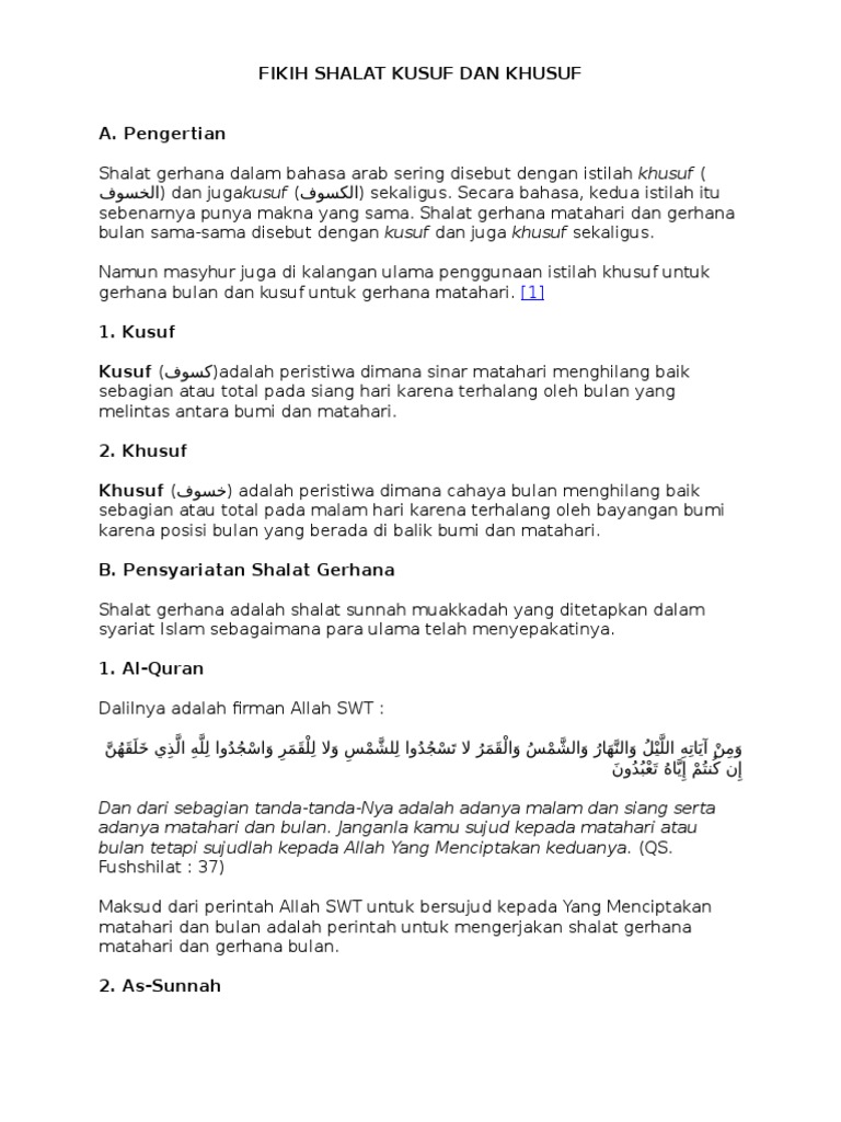 Fikih Shalat Kusuf Dan Khusuf