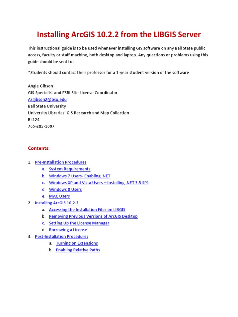 ArcGIS Install Guide for BSU Staff | PDF | Arc Gis | Esri