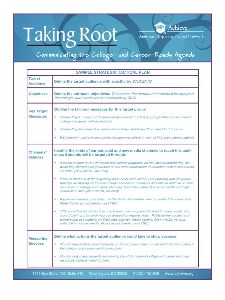 Tactical Plan for Student Engagement | PDF | Target Audience | New Media