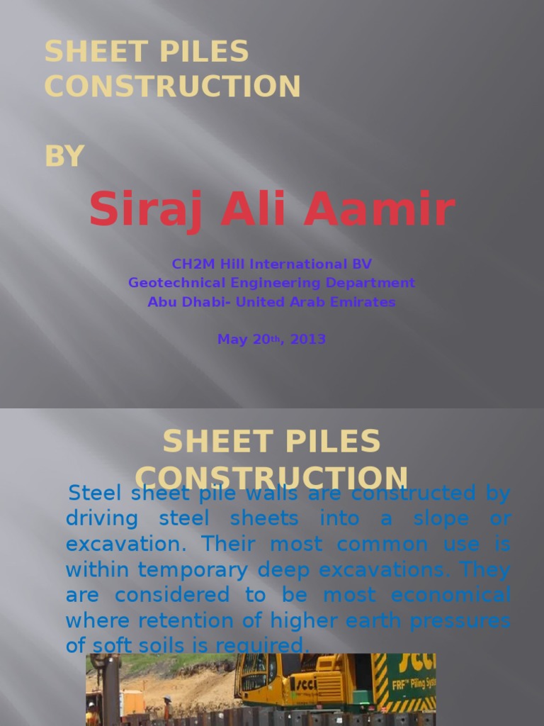 Overview of Sheet Pile Construction | PDF | Deep Foundation | Concrete