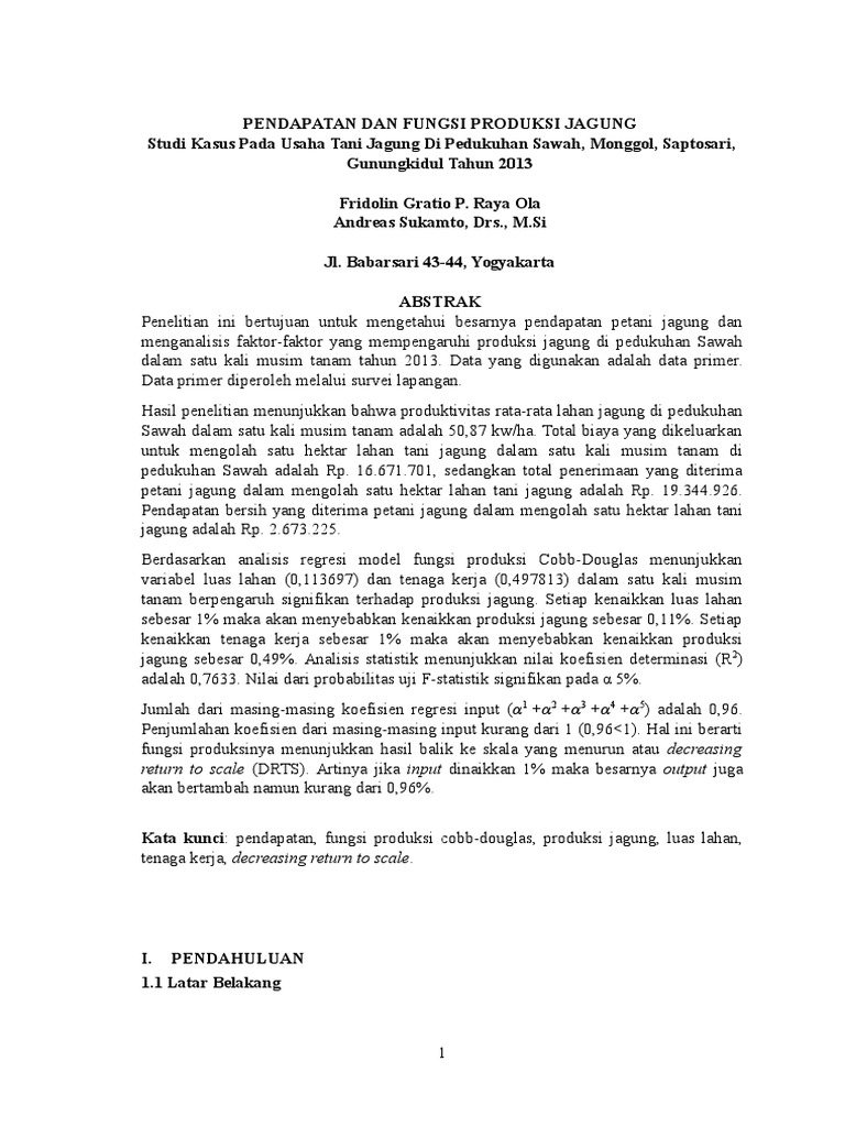 Jurnal Fungsi Produksi