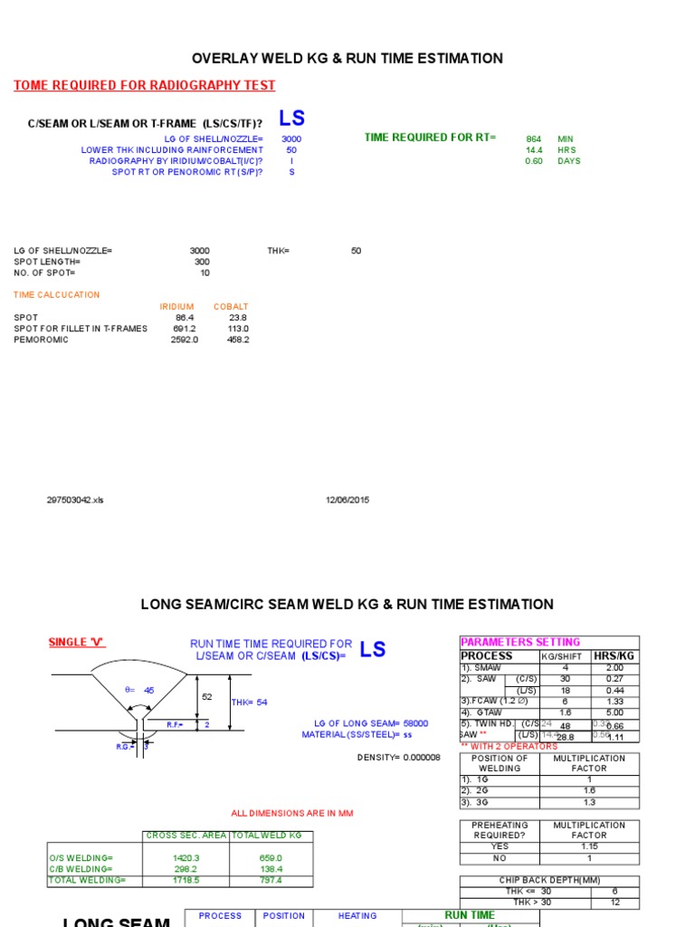 Welding Time and Weight Estimation Guide | PDF | Welding | Construction