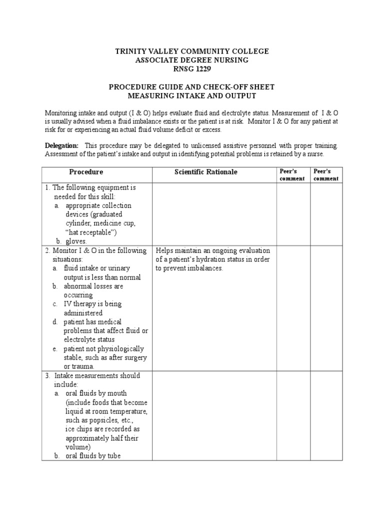 Measuring Intake and Output Guide | PDF | Intravenous Therapy | Health ...