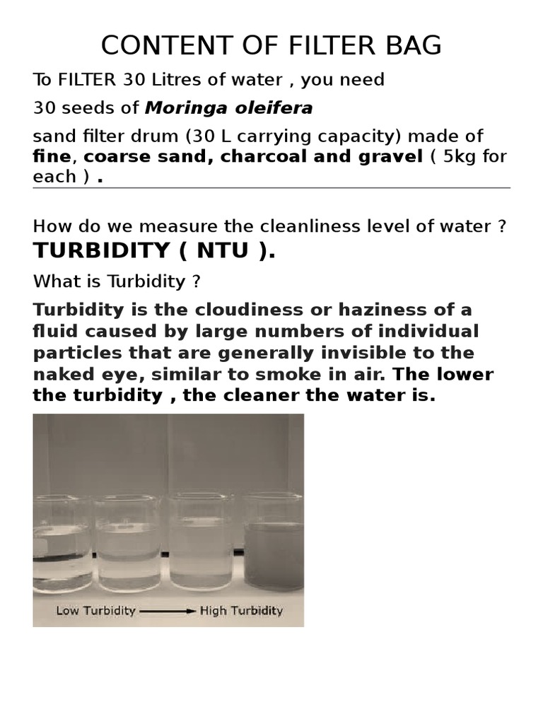 Water Filtration with Moringa Seeds | PDF | Cooking, Food & Wine ...
