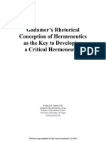 MOOTZ III, Francis J. Gadamer's Rhetorical Conception of Hermeneutics as the Key to Developing a Critical Hermeneutics