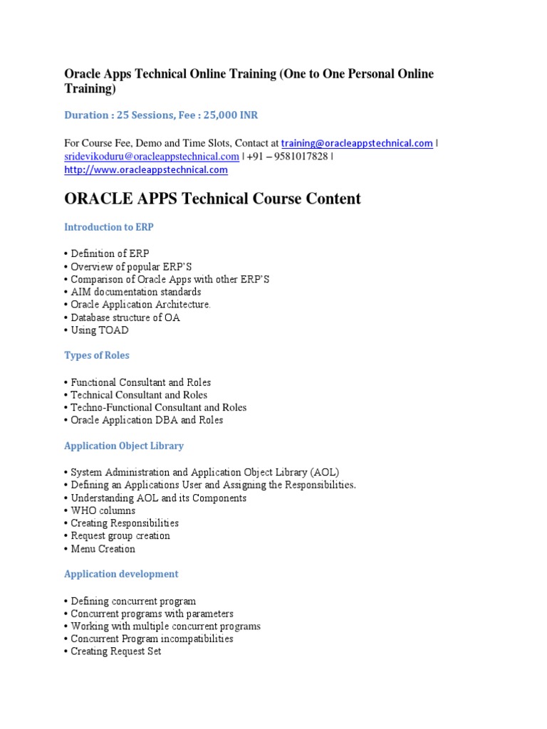 Oracle Apps Technical Training Overview | PDF | Oracle Database ...