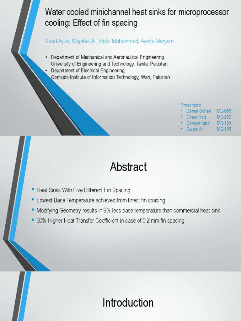 Water Cooled Minichannel Heat Sinks For Microprocessor