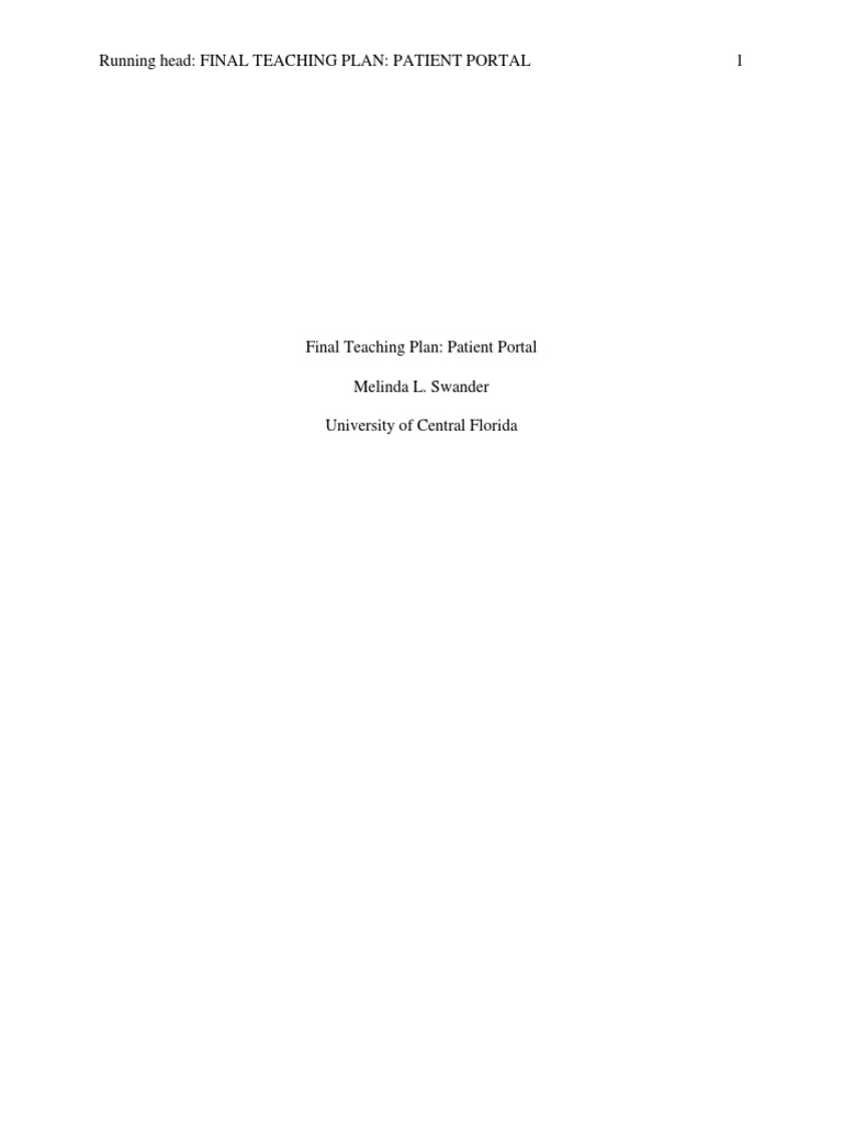 Patient Portal Teaching Plan for Nurses | PDF | Electronic Health ...