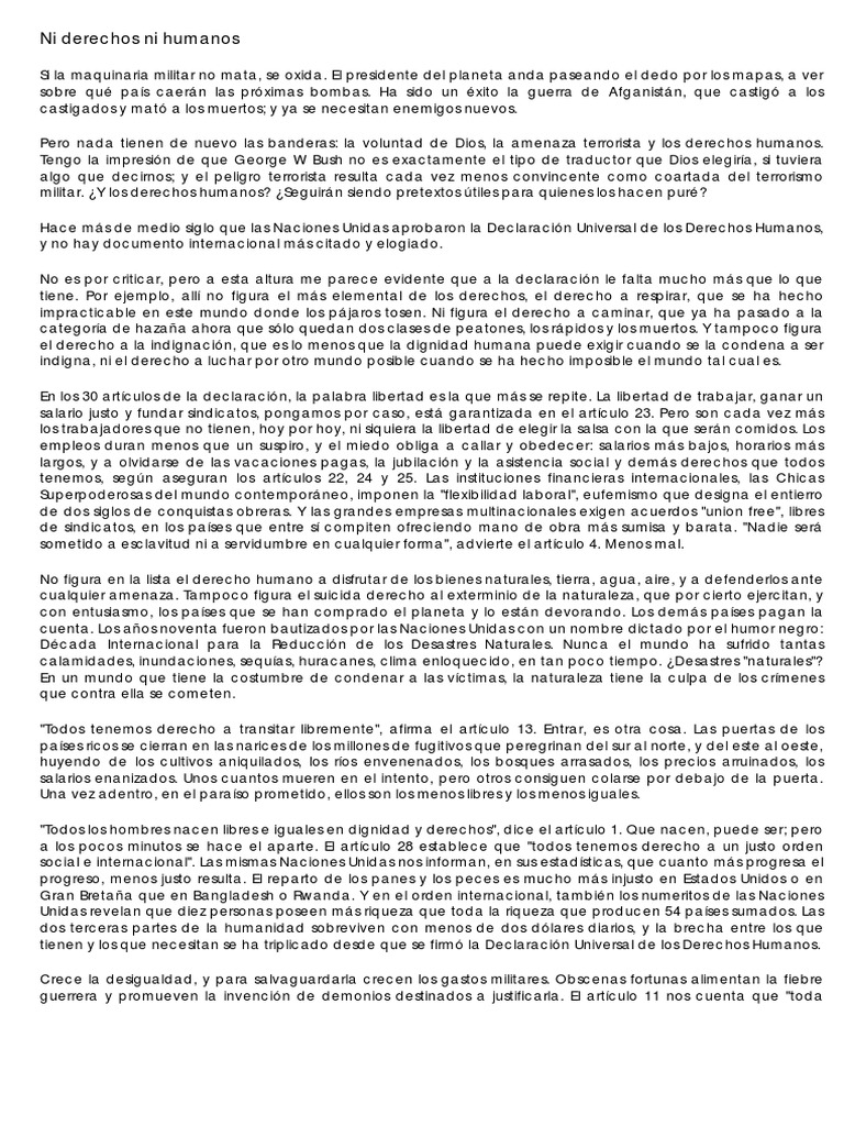 Ni Derechos Ni Humanos | PDF | Naciones Unidas | Relaciones internacionales