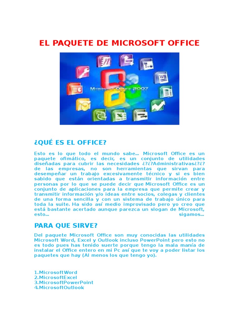 El Paquete de Microsoft Office PDF Microsoft Microsoft Office