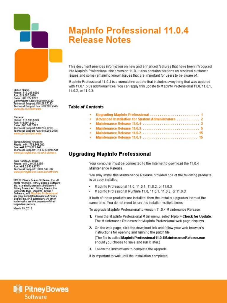 Map Info Professional Release Notes | PDF | Command Line Interface ...