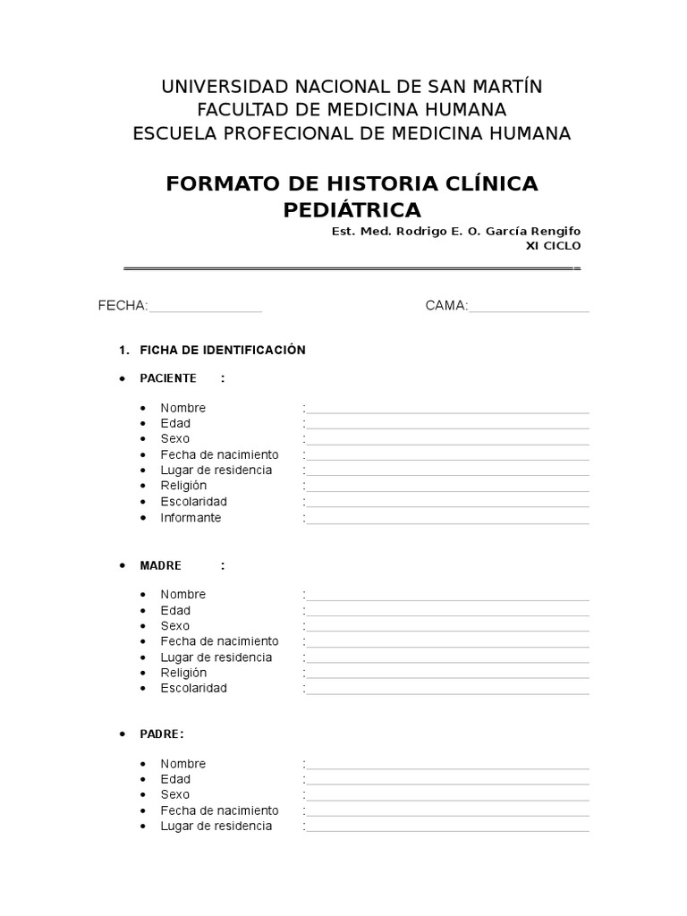 Formato Historia clínica