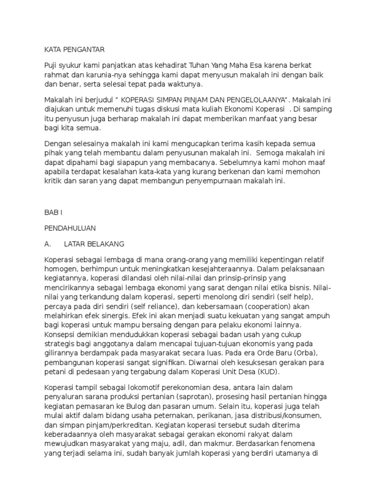 Makalah Koperasi Simpan Pinjam