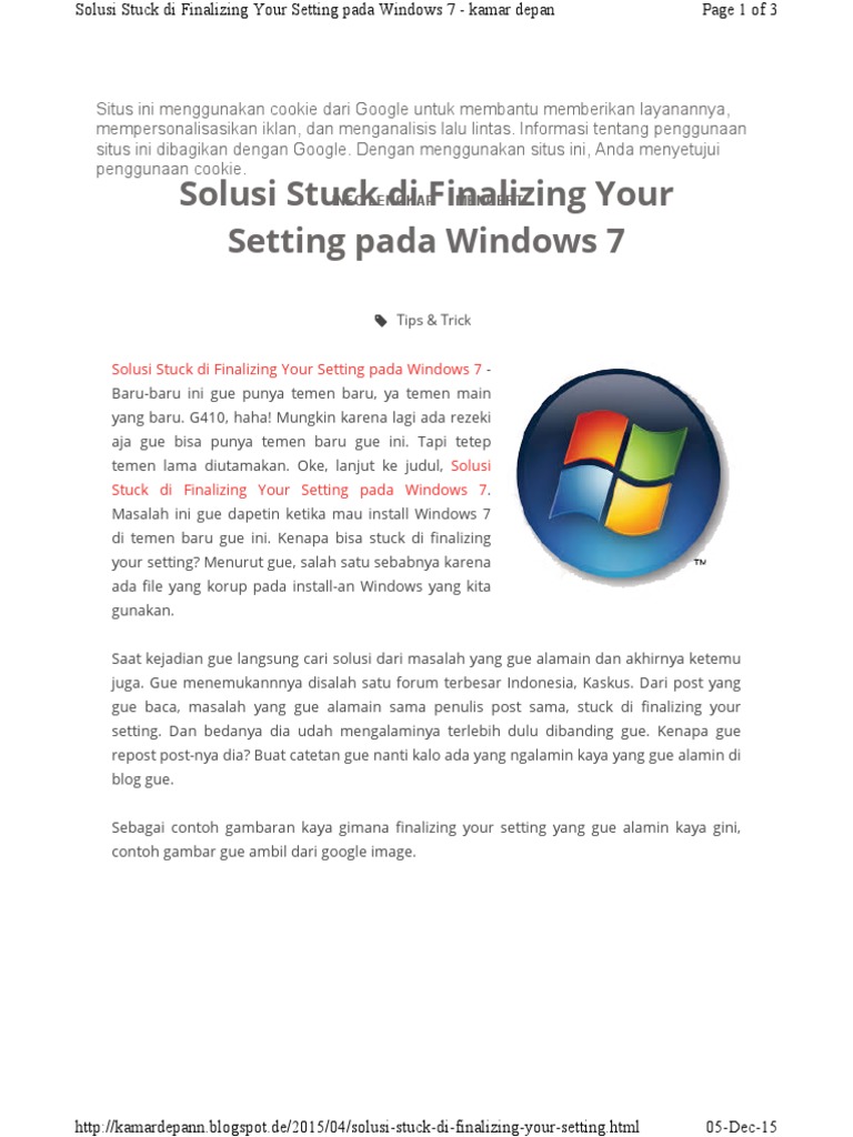 Solusi Stuck Di Finalizing Windows | PDF