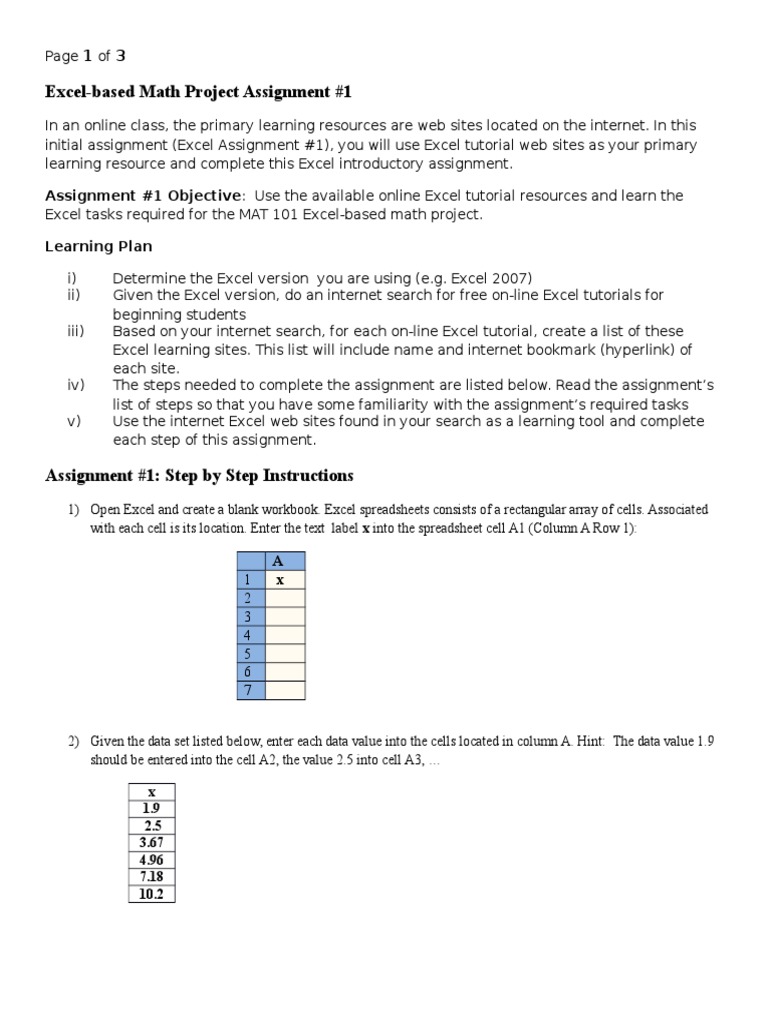 Microsoft excel assignments for students picture