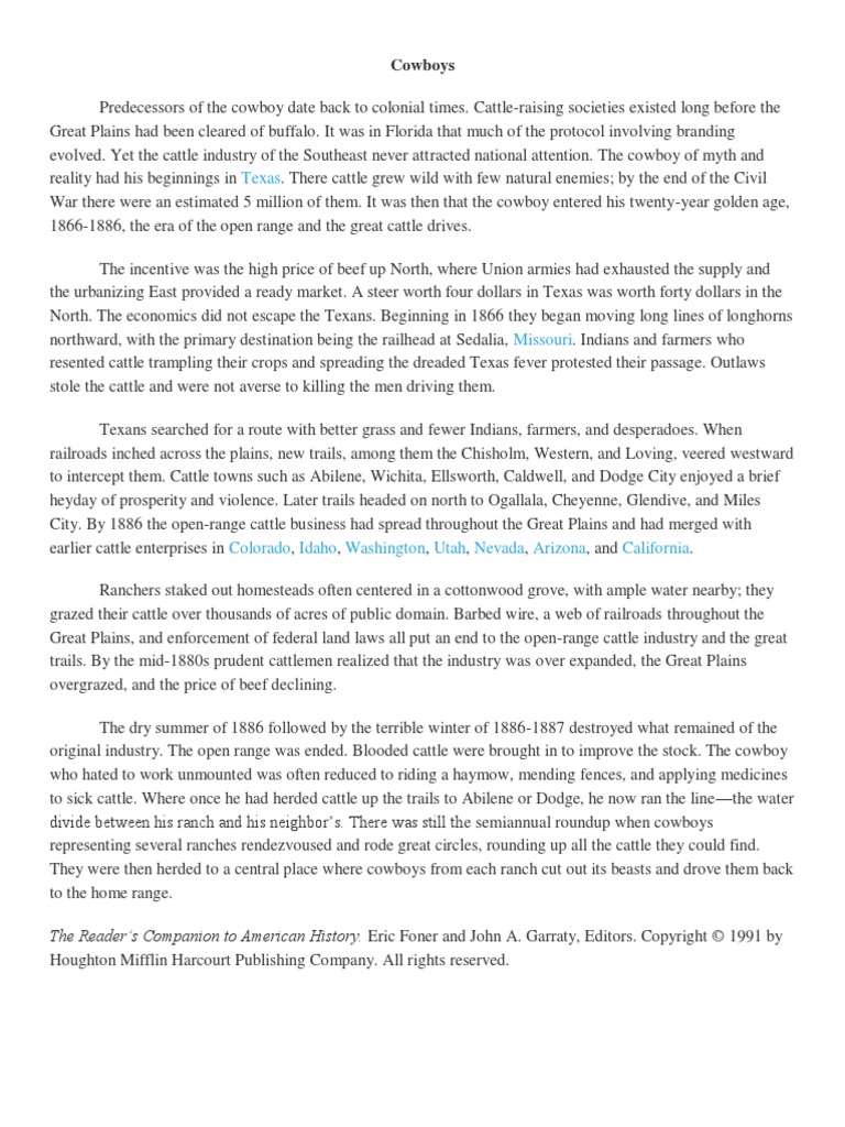 Cowboys | PDF | Cowboys | Territorial Evolution Of The United States