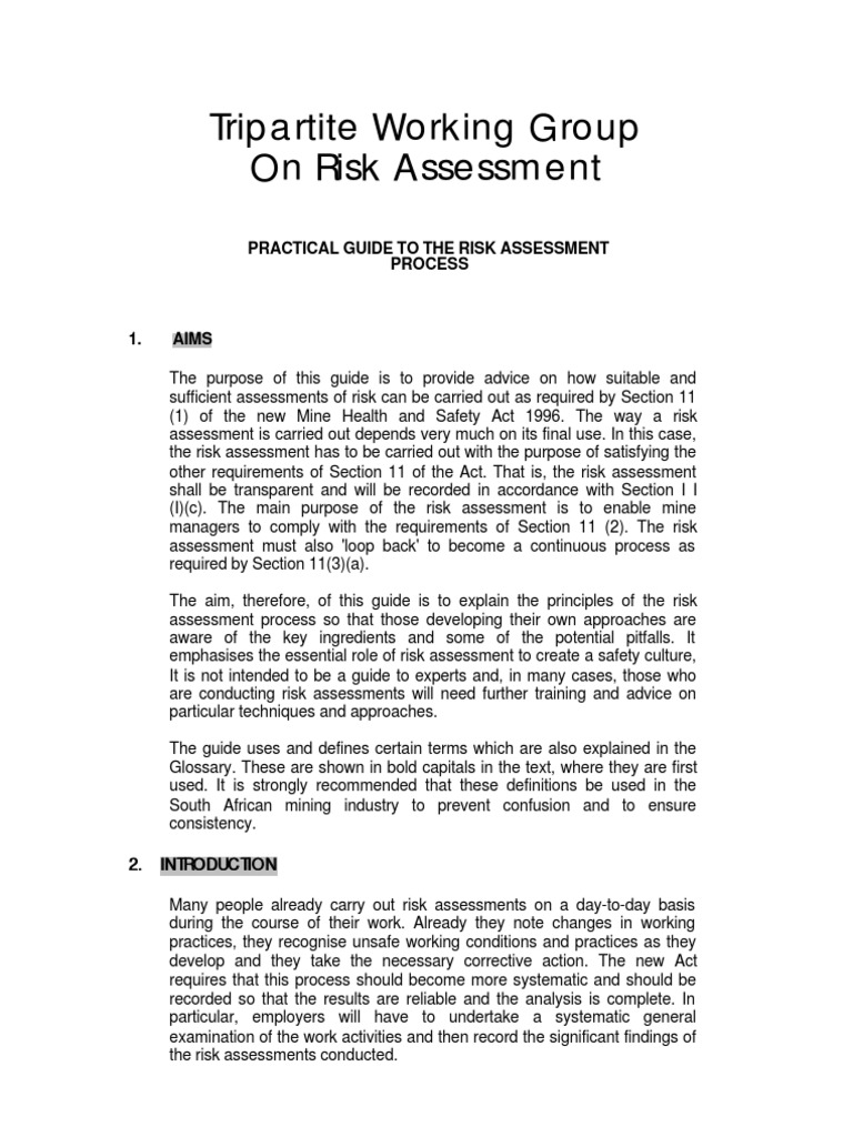 Risk Assessment Guide for Mines | PDF | Risk Assessment | Risk