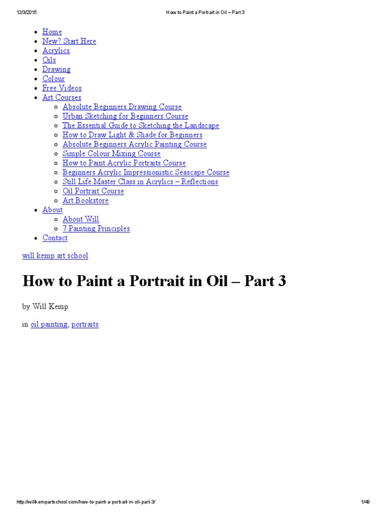 How To Paint A Portrait in Oil - Part 3 PDF | PDF | Oil Painting ...