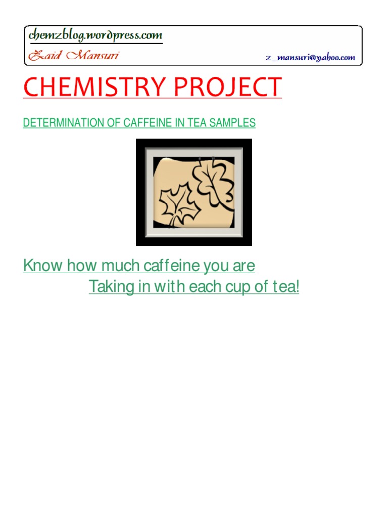 Determination of Caffeine in Tea Samples | PDF | Caffeine | Stimulant