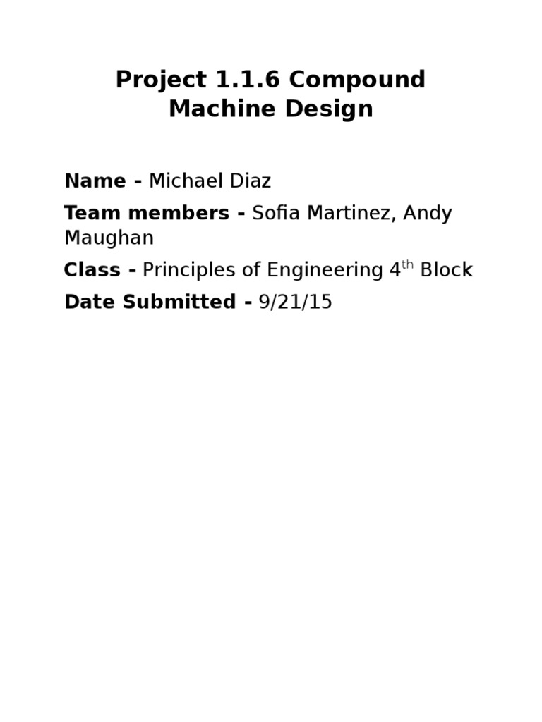 Compound Machine Design Project | PDF | Machines | Mechanical Engineering