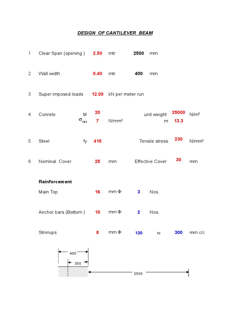 Cantilever Beam Design and Details | PDF | Beam (Structure) | Economic ...