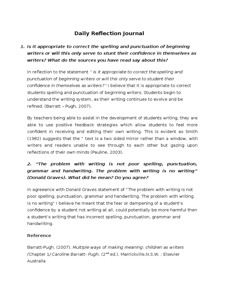 Daily Reflection Journal | PDF | Literacy | Teachers