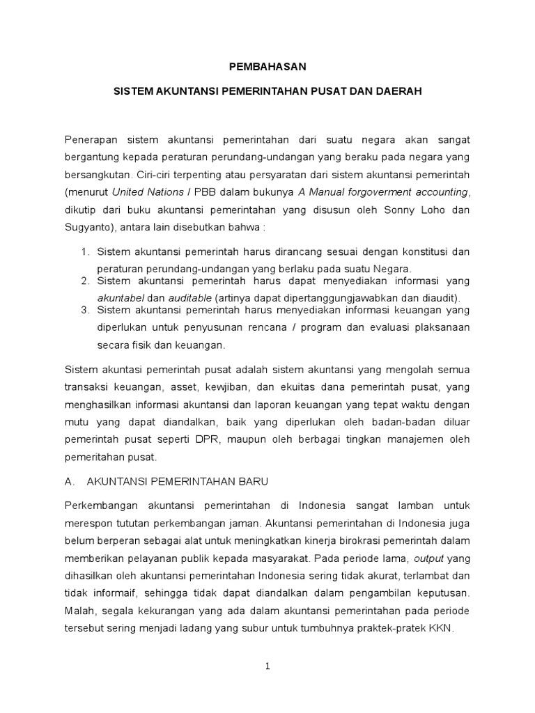 Makalah Sistem Akuntansi Pemerintahan Pusat