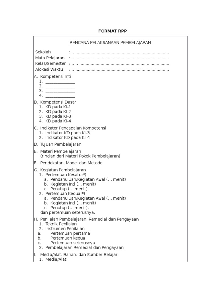 contoh format rpp kurikulum 13