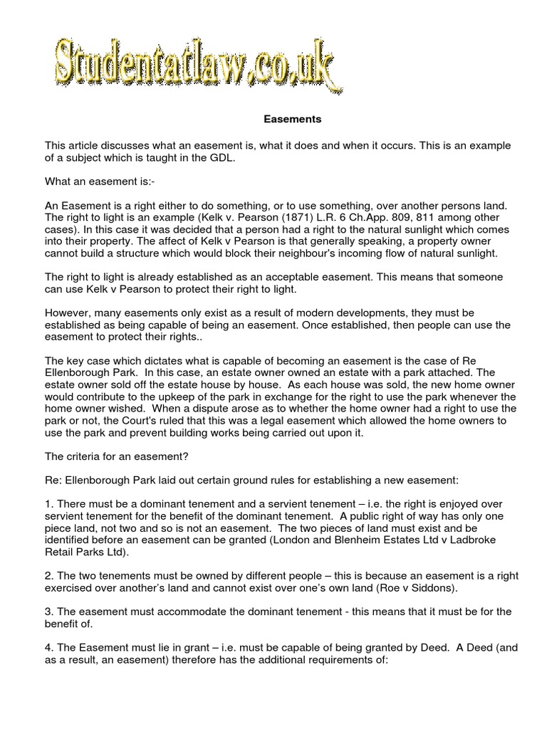 Easements essay lawteacher image