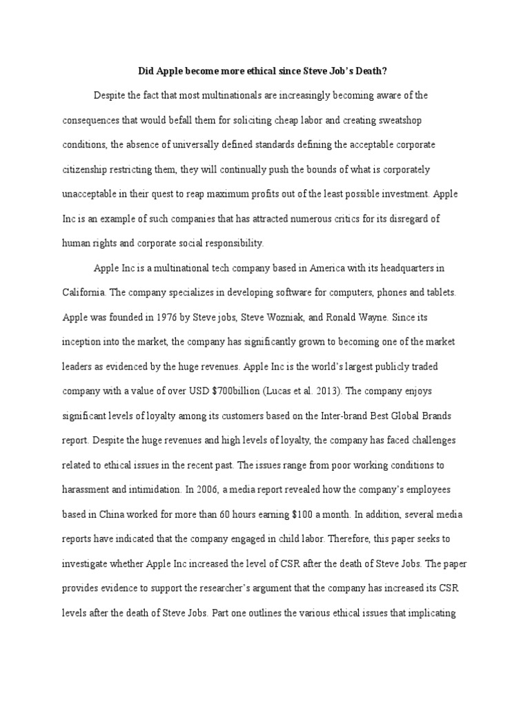 Apple Corporate Social Responsibility | PDF | Apple Inc. | Corporate