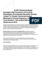 Aurangzeb Hafi IRT Research Model Indicates High Fractions of Pre-birth Disabilities and Infantile Mortality Directly Linked to Unsafe Chemicals-based Medication During Pregnancy and Water Toxicification