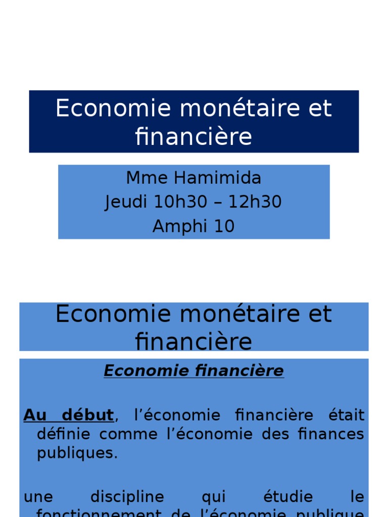 Economie Monetaire Et Financiere | Devises | Masse monétaire