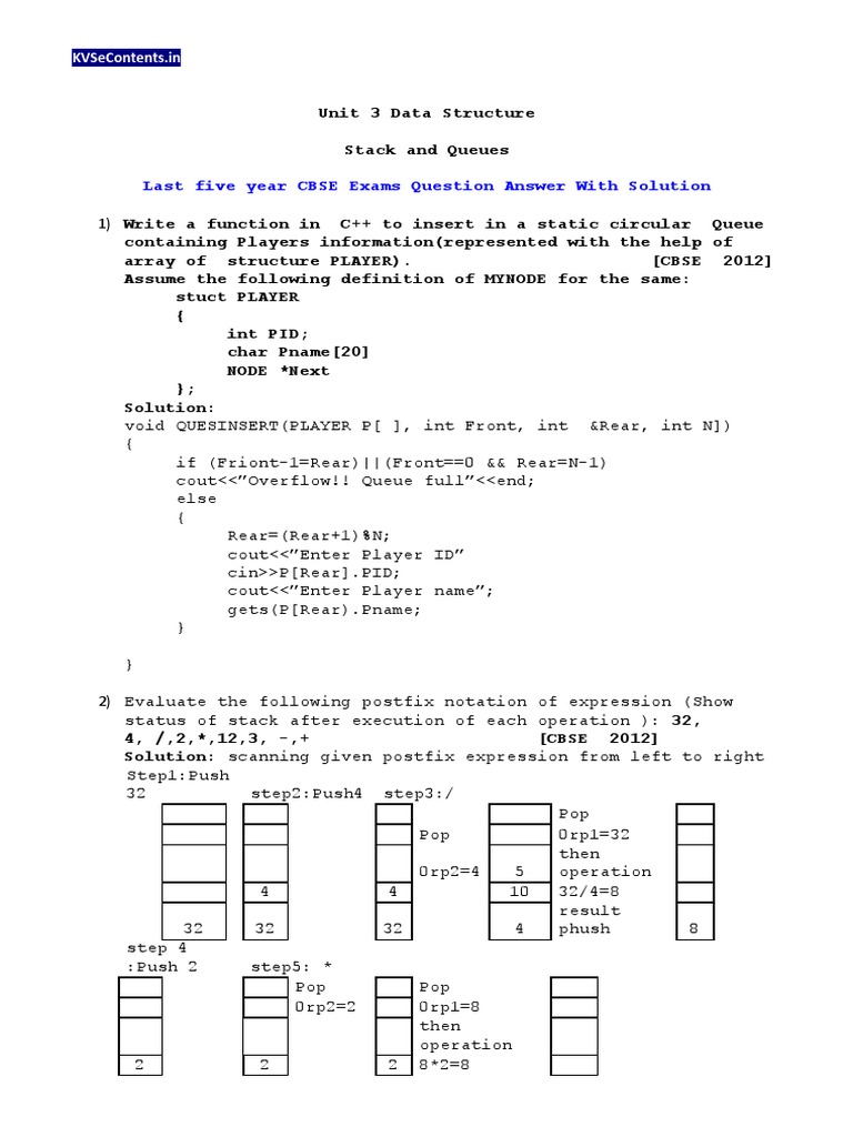 Computer Science Stack and Queue Last 5 Years Questions With Solution_P ...