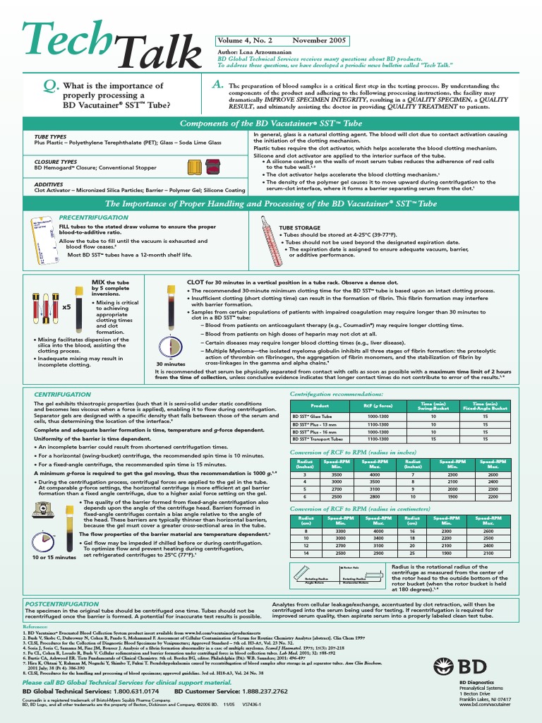 Properly Processing A SST™ Tube PDF Coagulation Centrifuge