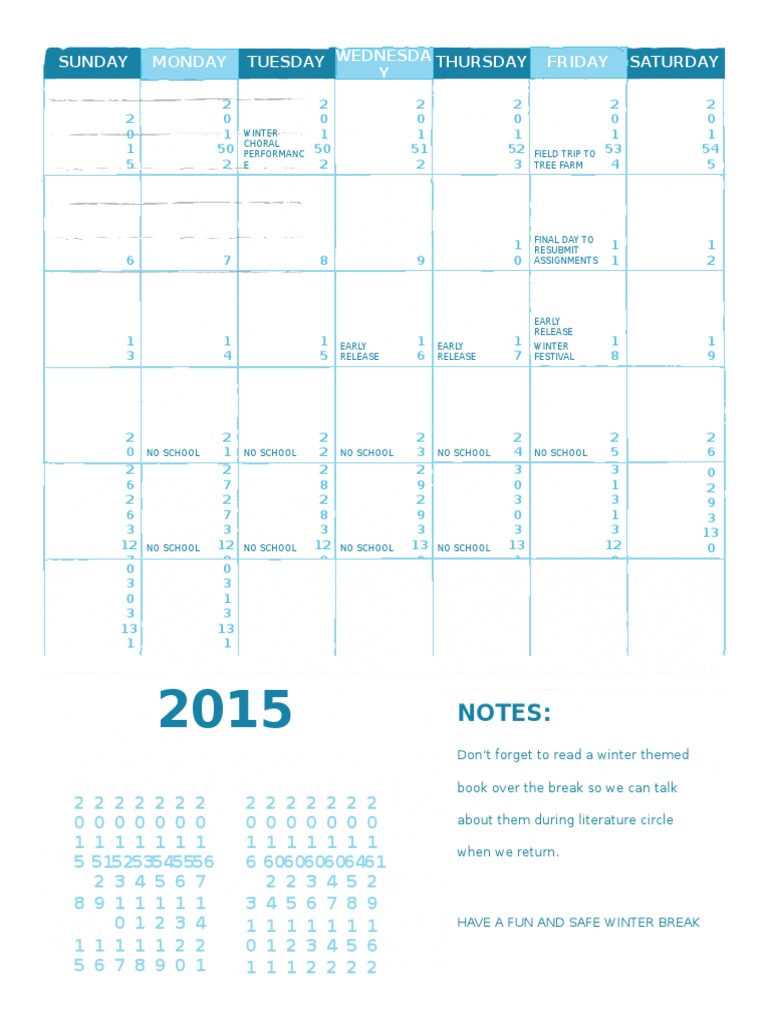 Winter Break Schedule and Notes | PDF